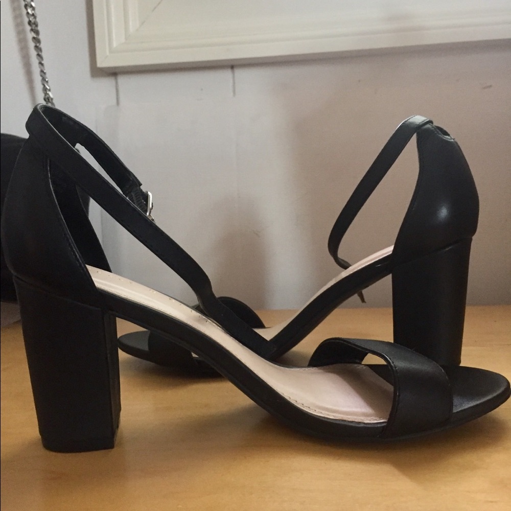 Black ankle strap heels